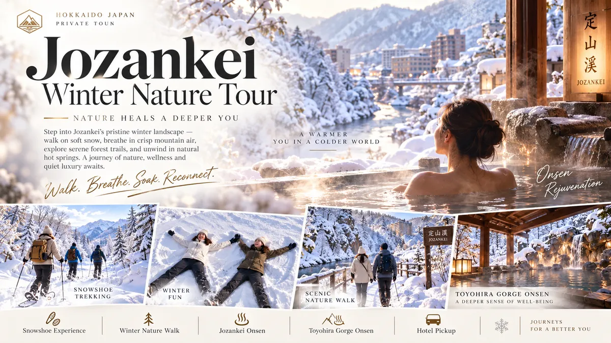 Jozankei Snowshoe & Onsen Tour private tour in Hokkaido