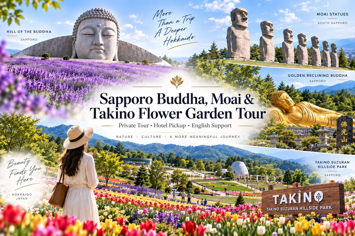 Sapporo Buddha, Moai & Takino Flower Garden Tour