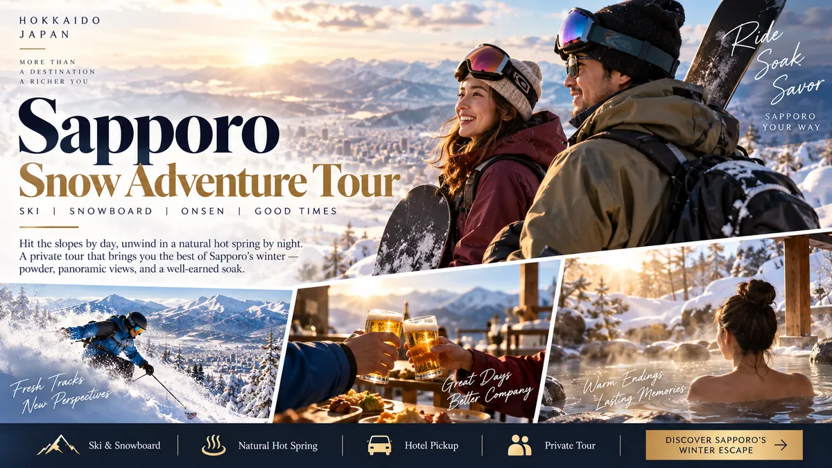 Sapporo Ski, Snowboard & Onsen Tour private tour in Hokkaido