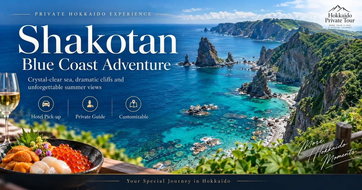 Shakotan Blue Private Adventure: Cape Kamui, Cruise or SUP & Onsen private tour in Hokkaido