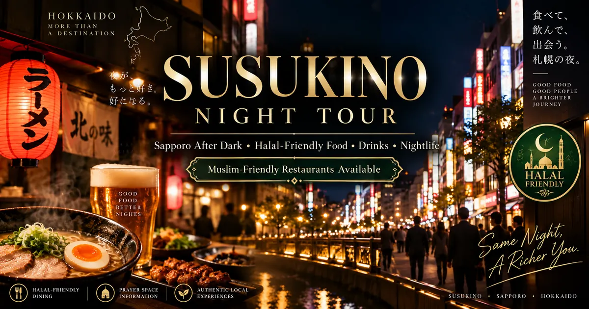 Sapporo After Dark: Susukino Night Walk & Welcome Drink private tour in Hokkaido